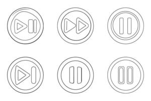 Clean Pause Icons with Outline Silhouette vector