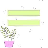 An illustration of plant, green blank labels, memos, and notebooks with nature concept. vector