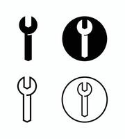 Four different icons of a wrench and a wrench vector