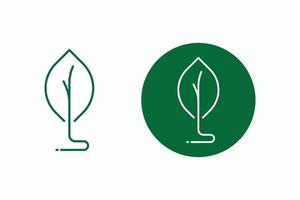 Two green leaves are shown in a circle vector
