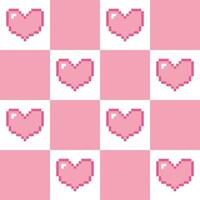 Abstract geometric checkered pixel heart pattern. Perfect for poster, banner, paper, card. Cute illustration. vector