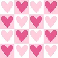Checkered abstract pixel heart pattern. Perfect for poster, banner, paper, card. Romantic illustration. vector