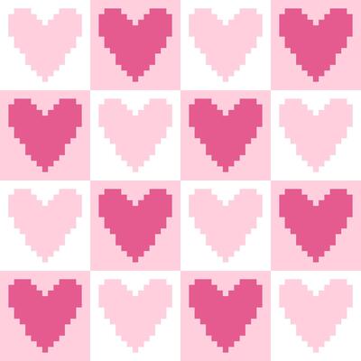 Checkered abstract pixel heart pattern. Perfect for poster, banner, paper, card. Romantic illustration.