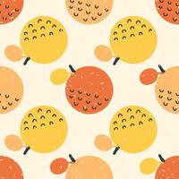 Seamless pattern with retro style textured oranges. Perfect print for card, label, textile, fabric, paper. Hand drawn illustration. vector