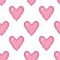 Valentine's Day pixel hearts seamless pattern. Retro style print for paper, packaging, textile, greeting card. Abstract illustration. vector