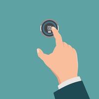 Finger pressing the start and stop engine button vector