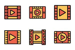 Simple and Elegant Play Outline Icons vector