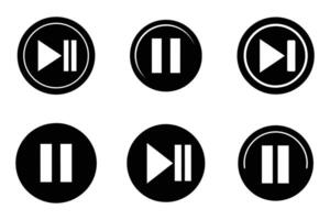 Outline and Silhouette Pause Icon Set vector