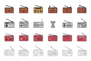 Radio Icon Set with Clean Outline Design vector