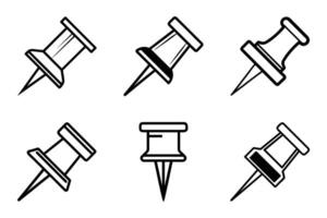 Simple Push Pin Silhouette Icon Set vector
