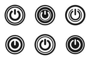 Flat Power Button Outline Icon Pack vector