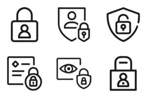 Privacy Icon Set with Clean Outline Design vector