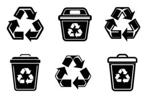 Outline and Silhouette Recycle Icon Set vector