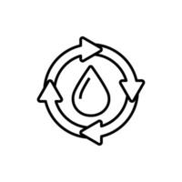 water cycle line icon, Water drop in circle with cycle arrows. Suitable for environmental, recycling, water conservation concepts. Ideal for educational materials and presentations. vector