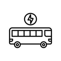 Green Transportation line icon, Electric bus with a lightning bolt symbol, great for illustrating ecofriendly transportation concepts or electric vehicle technology in presentations or designs. vector