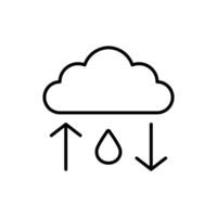 water cycle line icon, Weather icon with rain symbol and arrows suitable for weather apps, websites, presentations, and educational material related to precipitation forecasting. vector