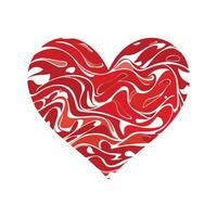 Vibrant red heart with flowing marbled design vector