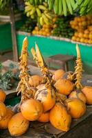 fresh coconut on the local market in dambulla,sri lanka photo