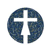 Ornate Christian Cross Design on a Decorative Background vector