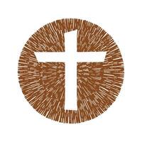 Symbolic Christian Cross Design in Brown and White vector