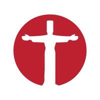 Religious Symbol of a Figure Crucified on a Red Circle vector