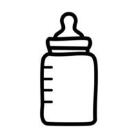 Baby bottle icon . A thin line sign. vector