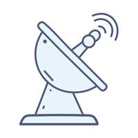 Satellite dish line icon isolated on white background. Tv antenna line icon for infographic, website or app. vector
