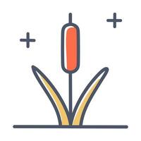 Cattail and reed flat color icon. vector
