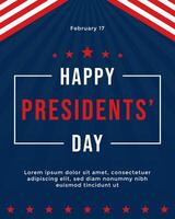 Happy Presidents' Day Poster template background with red stripes and modern design vector