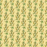 Botanical abstract plant seamless pattern with wildflowers illustration.Repeating retro floral pattern in yellow color background. Graphic design for Wallpaper Textile Cover Birthday Card Print vector