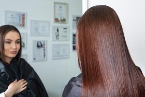 healthy and very beautiful hair after styling. spa and relax photo