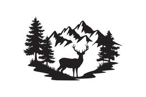 Rustic Nature Scene with Deer vector