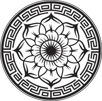 a black and white design with a circular pattern vector
