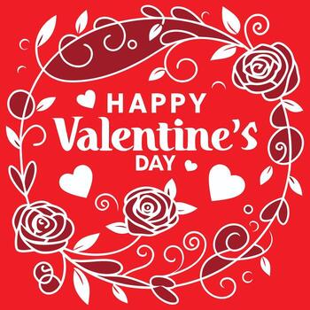Happy Valentine's Day Digital Background for Social Media vector