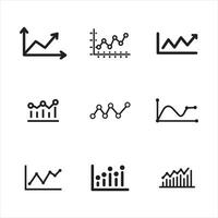 line graph icons set vector