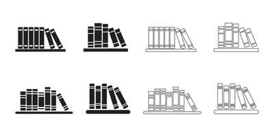 Bookshelf Icon Set with Clean Lines vector