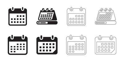 Calendar Icon Set with Clean Lines vector