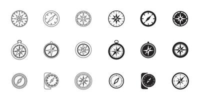 Compass icons set vector