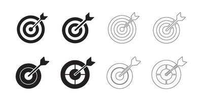 Target with Arrow Icon Set with Clean Lines vector