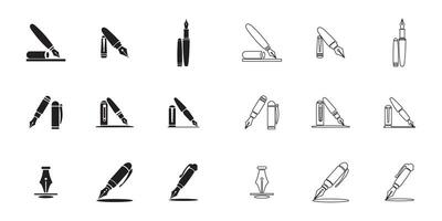 Fountain Pen Icon Set with Clean Lines vector