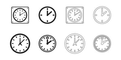 Wall Clock Icon Set with Clean Lines vector