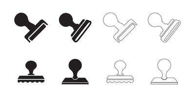 Rubber Stamp Icon Set with Clean Lines vector