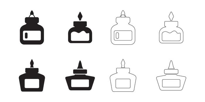 Ink Bottle Icon Set with Clean Lines vector