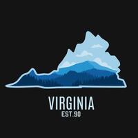 Virginia Map Border with Mountain and Forest Scenery vector