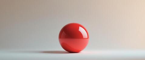 Glossy red sphere on neutral background with soft light reflection. photo