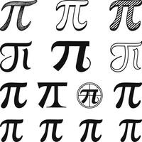 Pi Symbol Set Variations, Pi symbol set. Pi Greek letter icon. illustration isolated vector