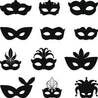 Venetian Masks Set, Carnival Masks and Feathers, A set of carnival masks flat illustration vector