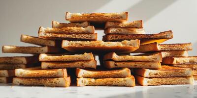 Close up of the hierarchical structure of toast slices photo
