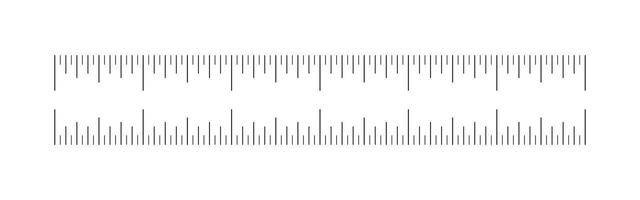 6 inches measuring tool. Scale for ruler in inches. Length measurement math, distance, height. Inches measuring scale. Metrics indicator inch. Sewing tool. vector