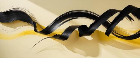 Abstract artwork featuring dynamic black and yellow brush strokes on a light background photo